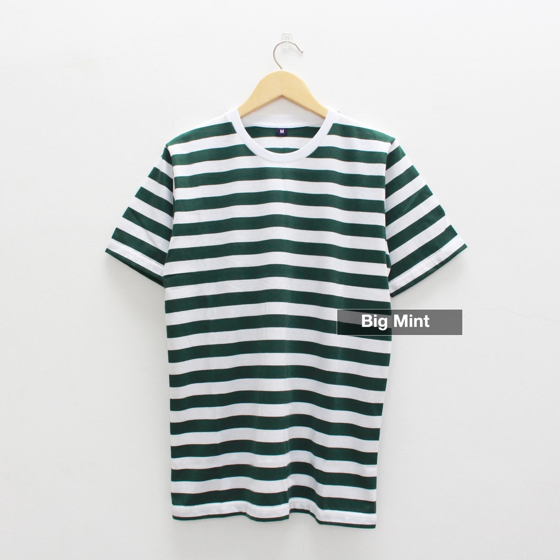 Kaos Belang Stripe Lengan Pendek Warna Big Mint