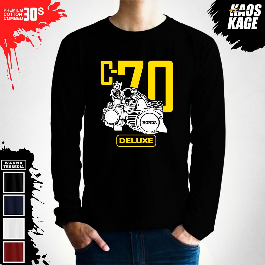 Kaos Combed 30S Honda C 70 Deluxe Klasik Bebek Jahat Lengan Panjang Sablon Cutting Polyflex