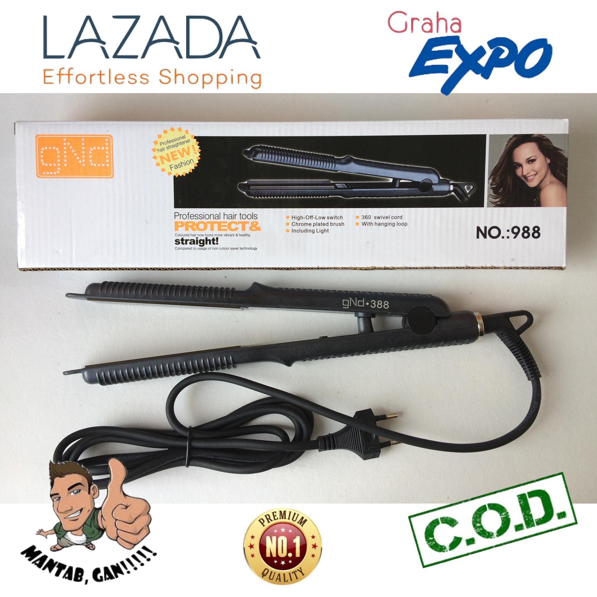 GND Catok 2in1 Rambut Lurus Ikal Keriting Hair Straightener & Curly Catokan - Hitam Laz COD Graha Expo