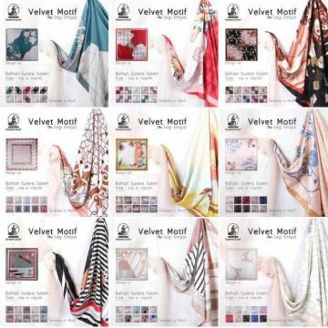 VELVET MOTIF BY UMAMA JILBAB SATIN SCARF KERUDUNG SEGIEMPAT HIJAB SEGI EMPAT