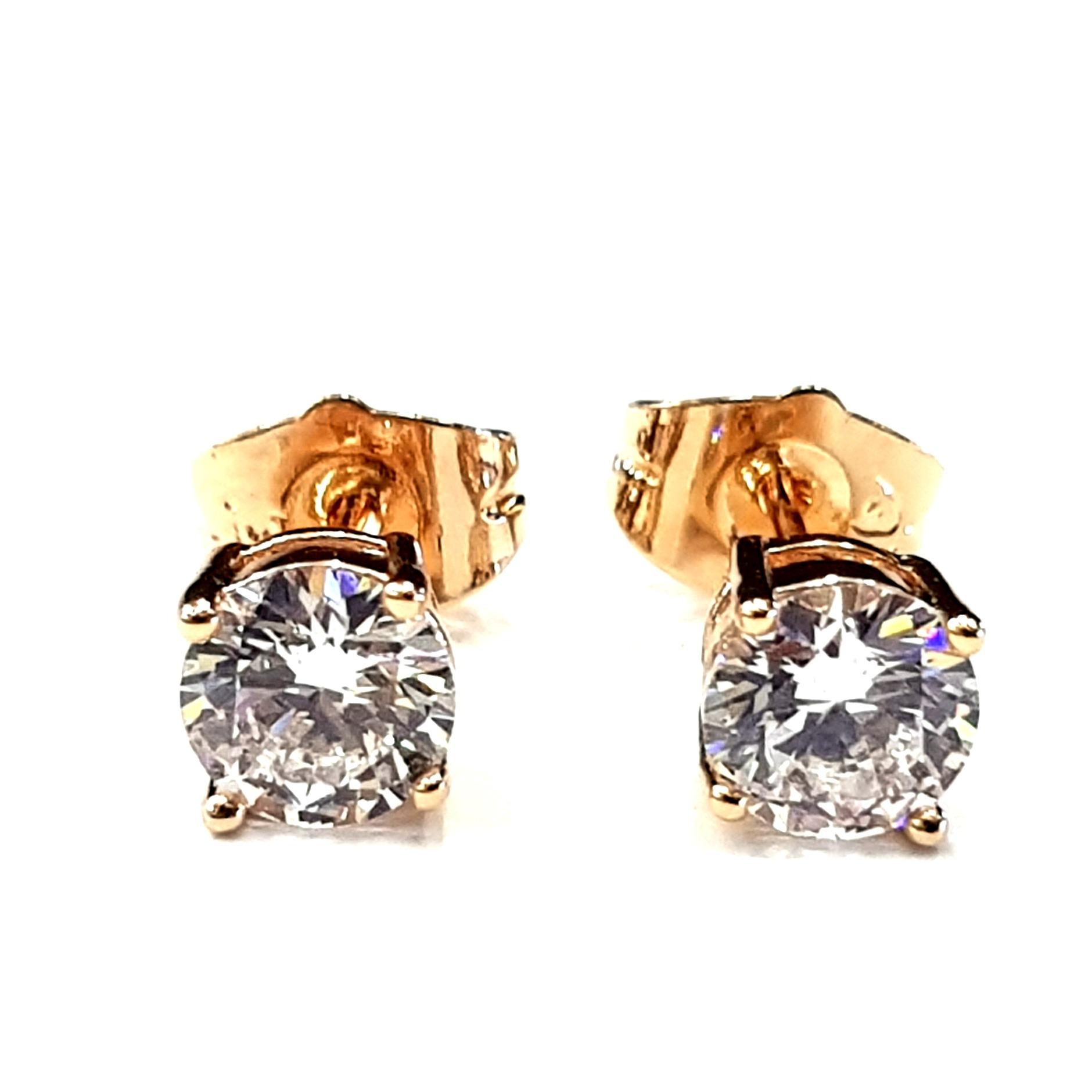 Anting Tusuk Simple Stud Solitaire Diamond 5 MM - Gold