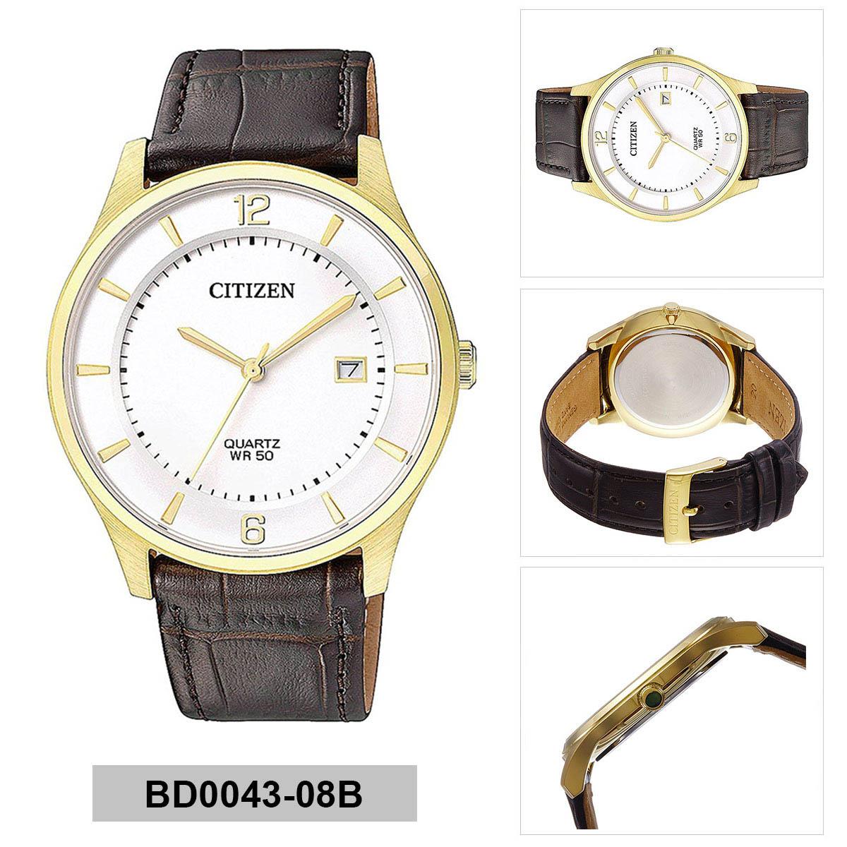 Citizen Citizen WR 50 Brown Stainless-Steel Case Leather Strap Mens NWT + Warranty BD0043-08B