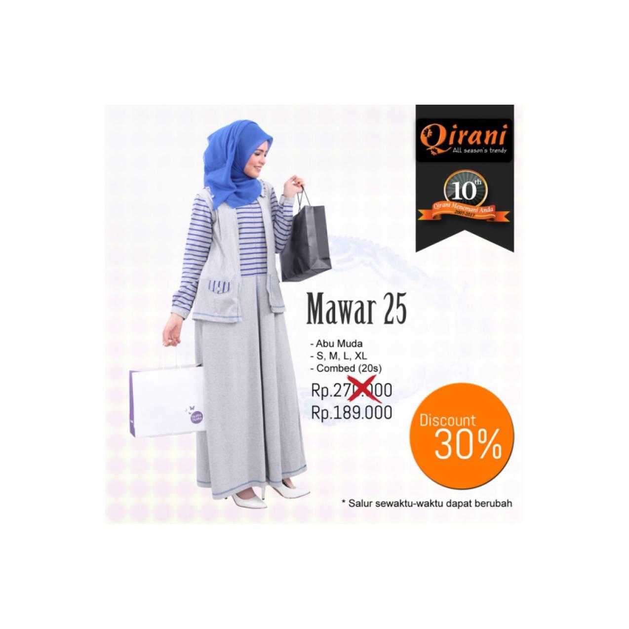 GAMIS QIRANI MAWAR 25 ABU MUDA DISKON 30%+10%