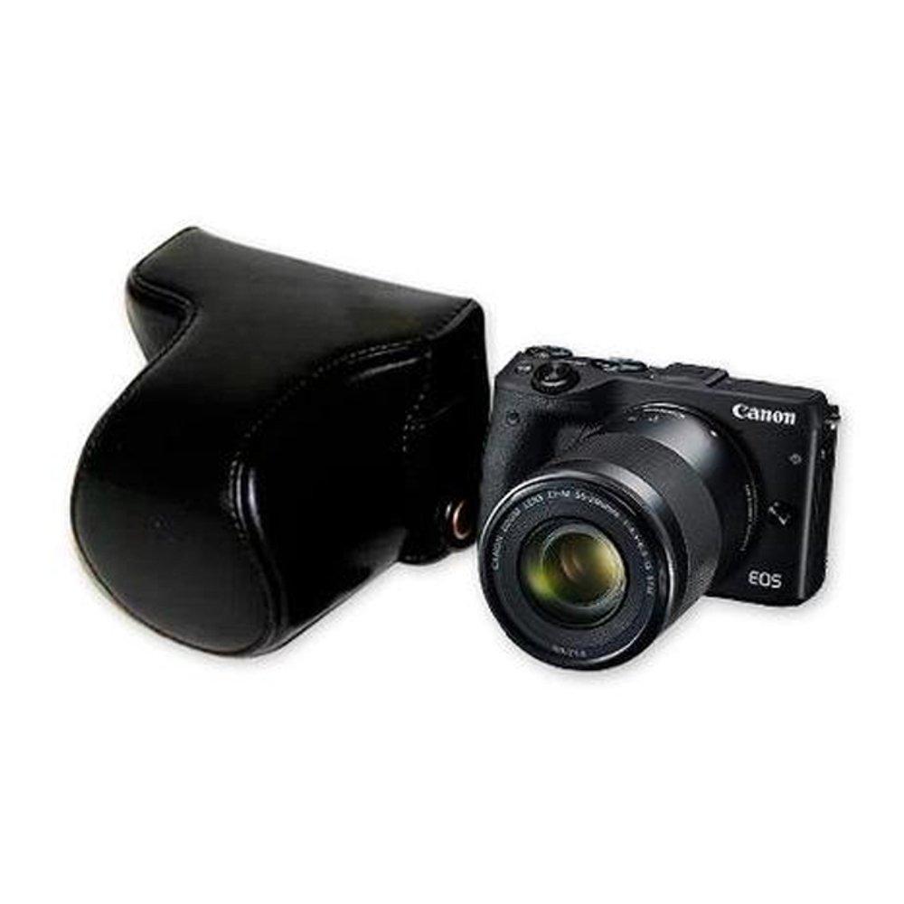 Rajawali Leather Case for Canon EOS M6 kit 15-45MM - HITAM - BLACK