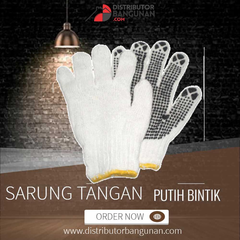 Sarung Tangan Benang Rajut Industri Dotting Putih Bintik Hitam Warna