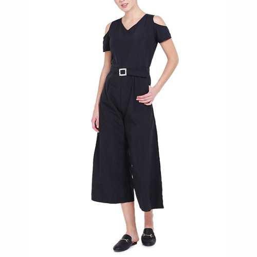Best Seller!!! pakaian wanita baju cewek jumpsuit cut out kulot hitam belt clo210 Keren Terbaru Murah