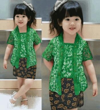 BT Kids Leafy Kutubaru Cici set 2in1 brokat tile furing tebal Rok batik silk pinggang karet fit 2-4th