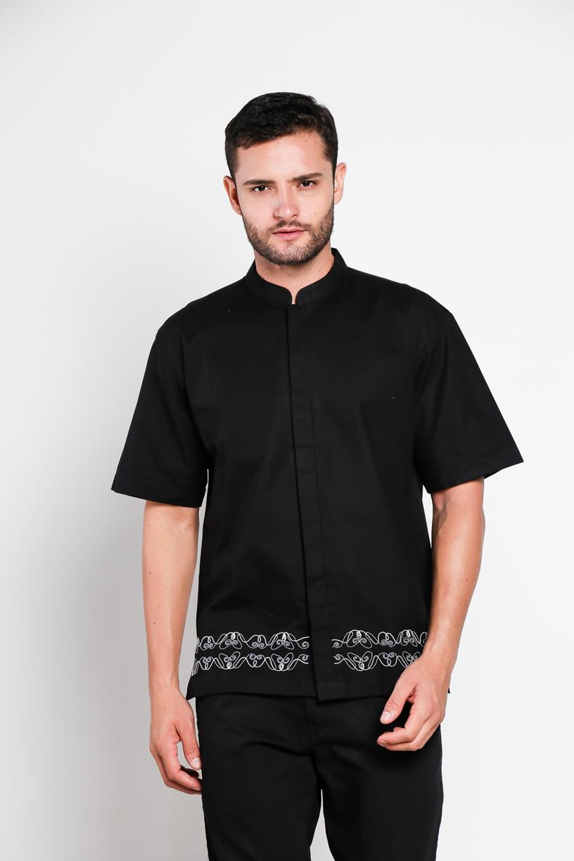 Aitana Baju Koko Pria Bordir YN-11731-SS Hitam