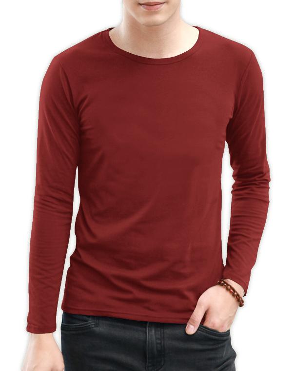 DISKON TERLARIS KAOS POLOS PRIA KATUN COMBED 30s LENGAN PANJANG WARNA MERAH MARUN TERMURAH