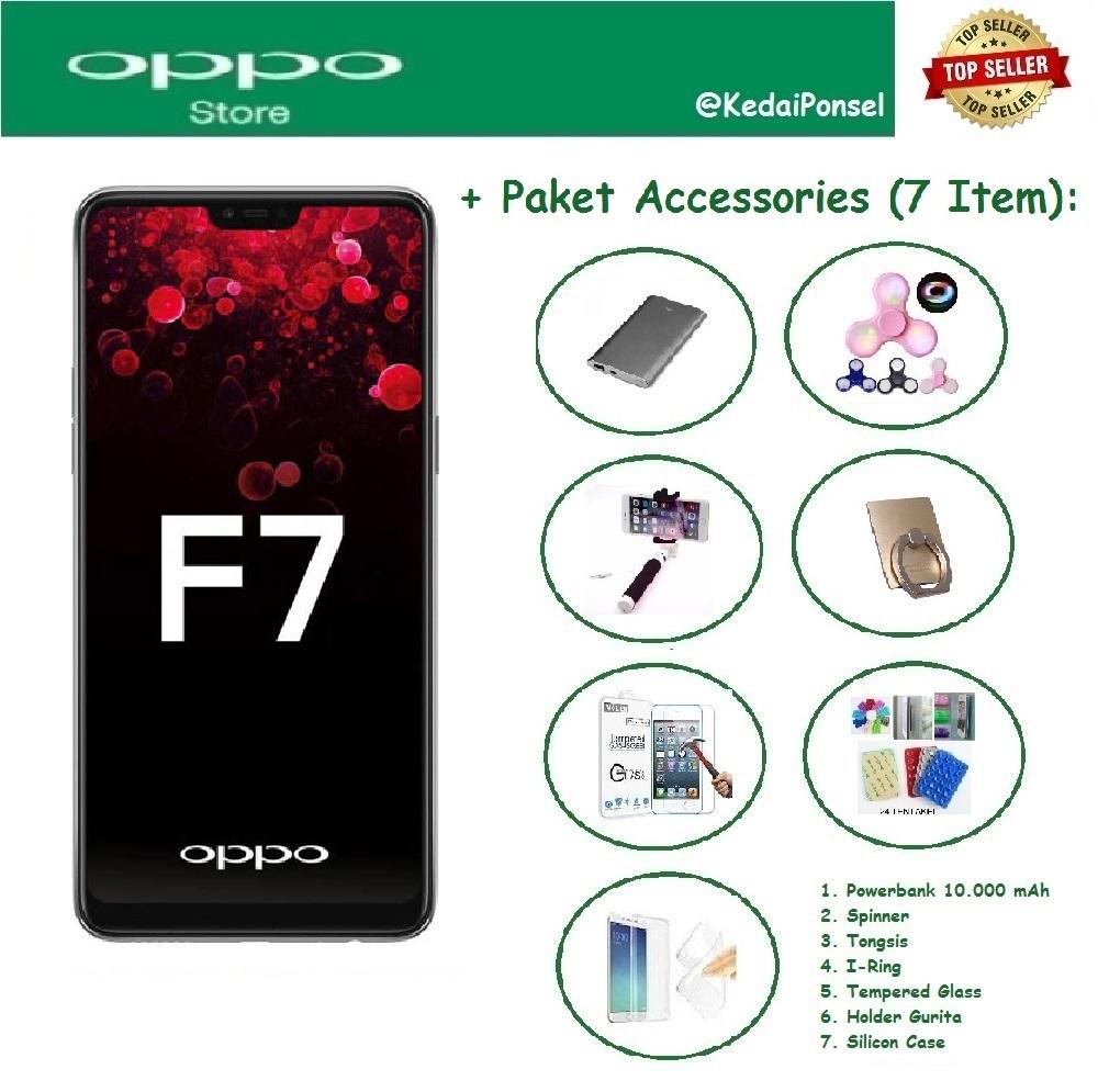 OPPO F7 [4/64GB] + Paket Accessories (7 Item)