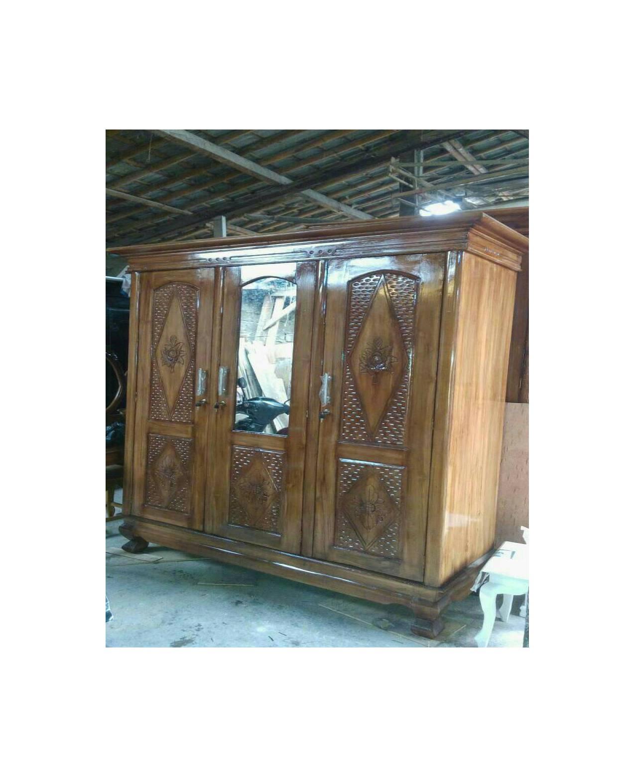 lemari pakaian pintu 3 jati cermin