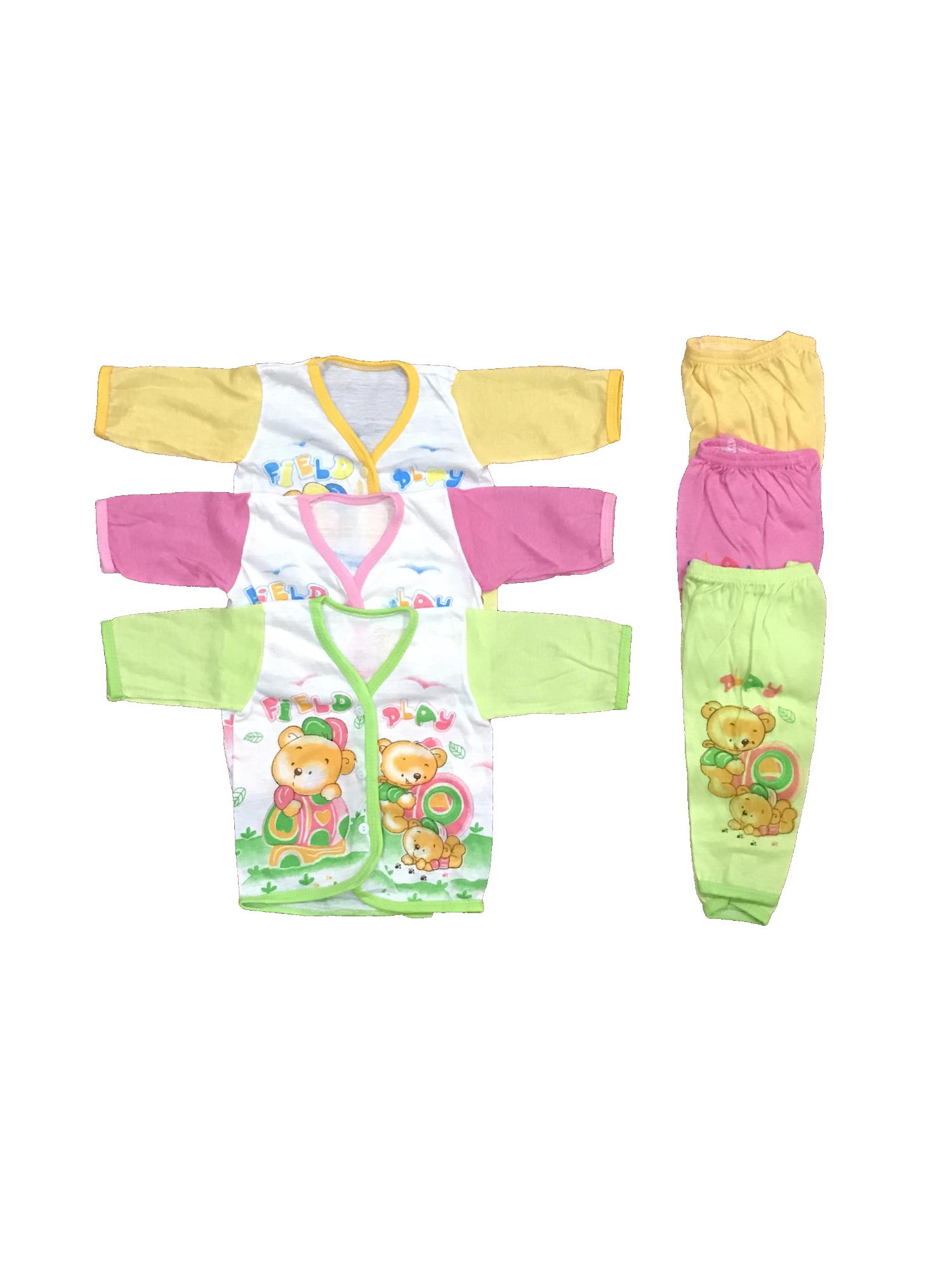 BAYIE - 3 SET Setelan Baju Bayi Lengan Panjang+Celana Panjang Motif lucu new born MELODY umur 0-3 bulan/bajurumah/anak laki-laki/anak perempuan