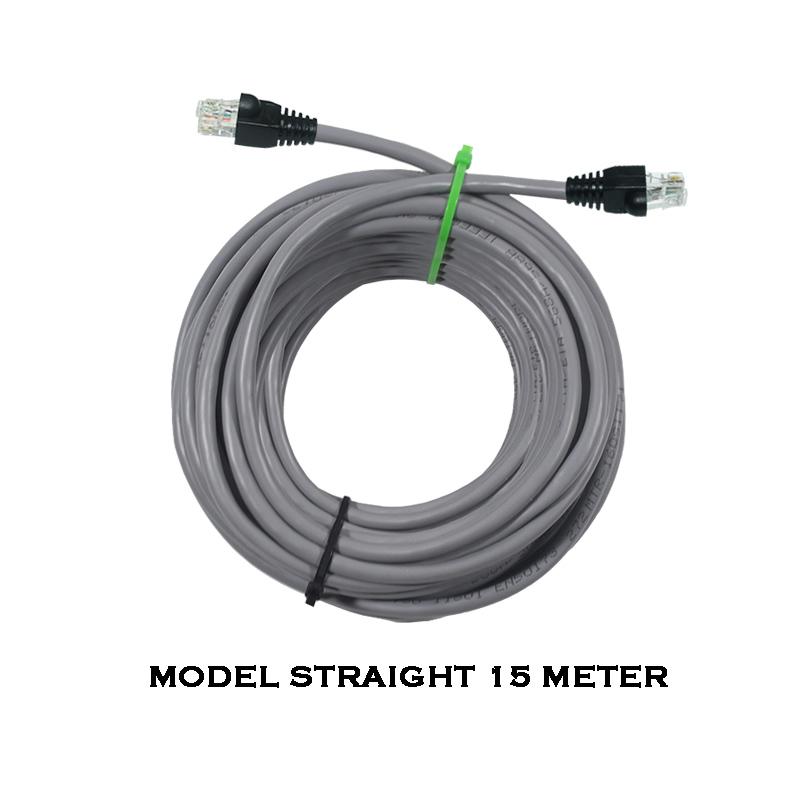 EELIC KAL-CATB5EST HITAM PANJANG 15 Meter Kabel LAN Komputer Model Straight + Pelindung RJ45 Anti Slip Hitam Yang Terbuat Dari Karet Berkualitas