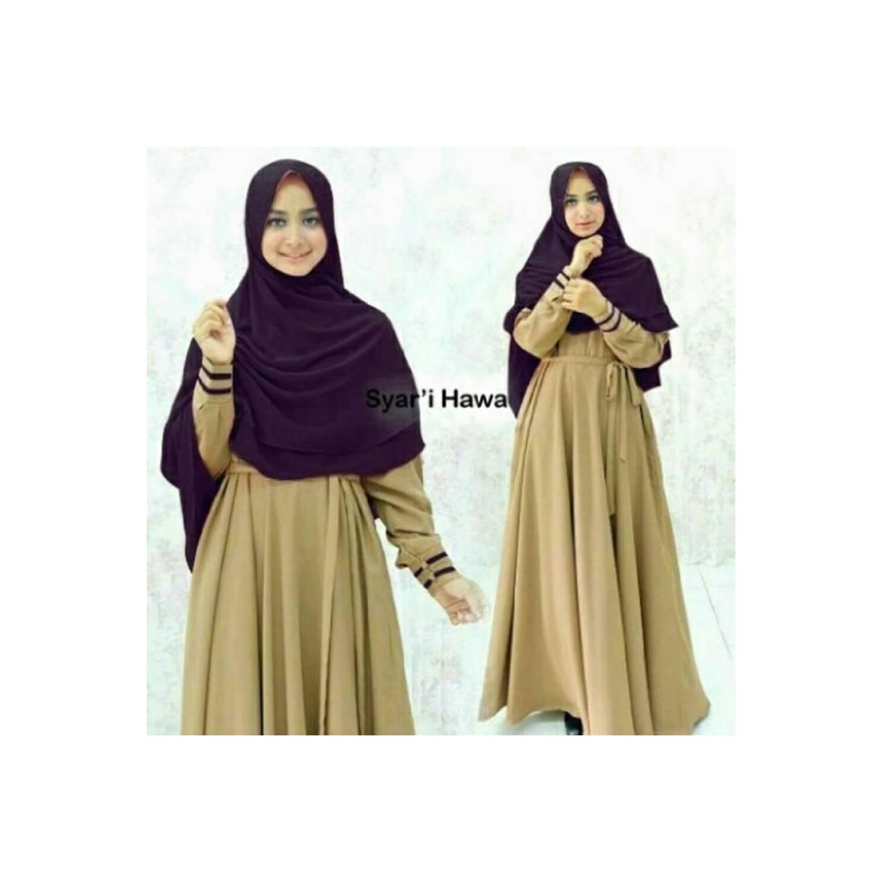 Baju Pengantin Muslimah 120297 GAMIS WANITA SYARI HAWA COKLAT - UNGU