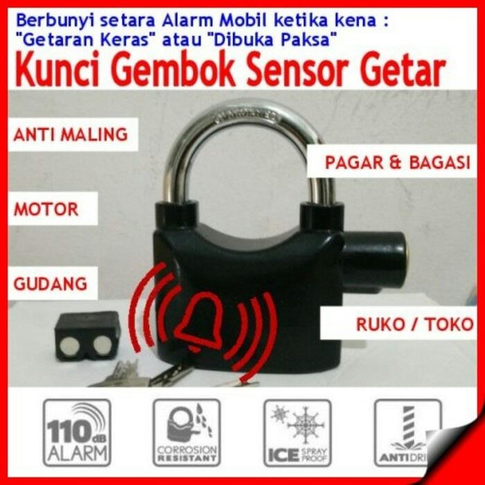 Gembok Alarm Kinbar / Gembok Alarm Sensor Getar / Gembok Motor / Pagar | ( gembok alarm motor anti maling koper sepeda pagar cakram kinbar kode tas mobil clock rumah sensor gerak pintu digital remote lock bht ) |