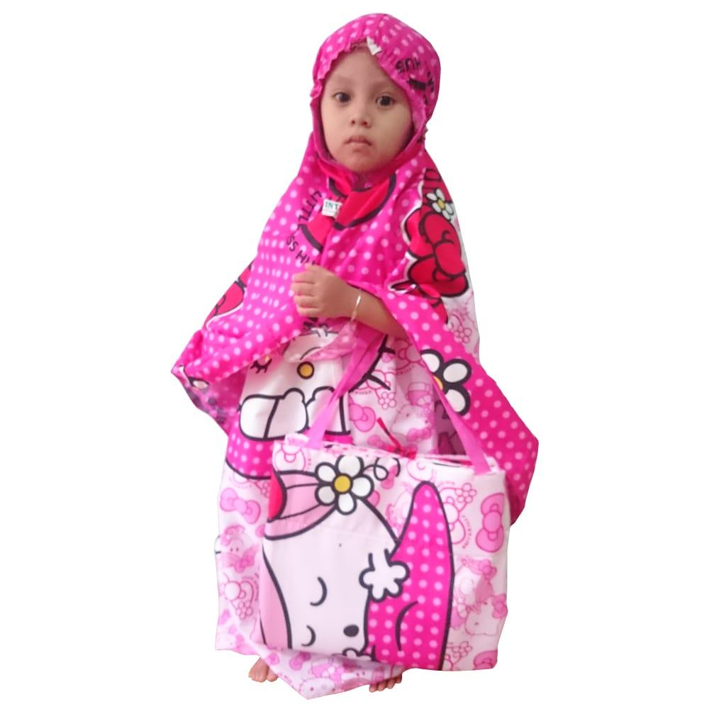 Toko Deshin_ Mukena Anak Karakter Kartun Hello Kitty Dan Sajadah - Pink_Umur 2Th Sampai 10Th_2509