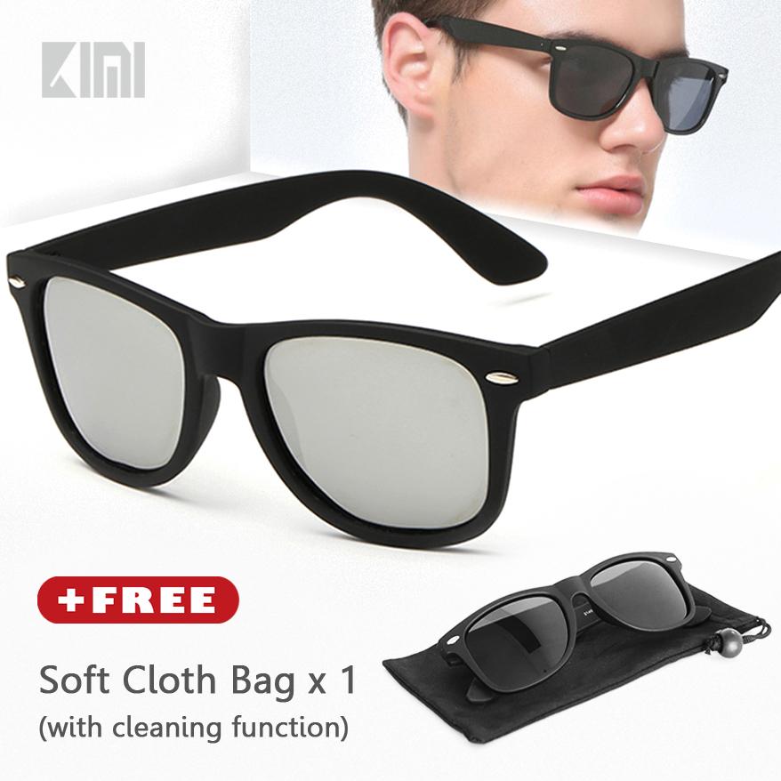 KIMI Kacamata Polarized Unisex Hitam WAYFARE Klasik Wayframe Square Sunglasses Fashion Retro Gaya Kuat Bingkai Sudut Vintage Desain Lensa Cermin Mengemudi Kacamata
