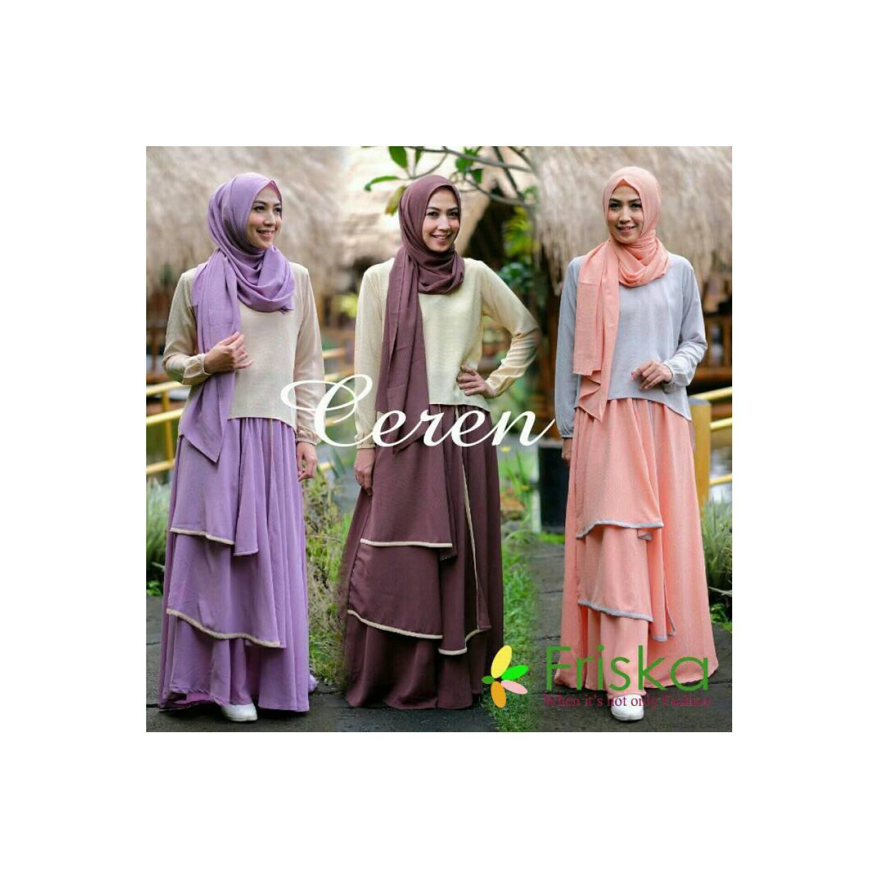setelan CEREN SET BY FRISKA (BLouse+Rok+Pash- Hijaber style)