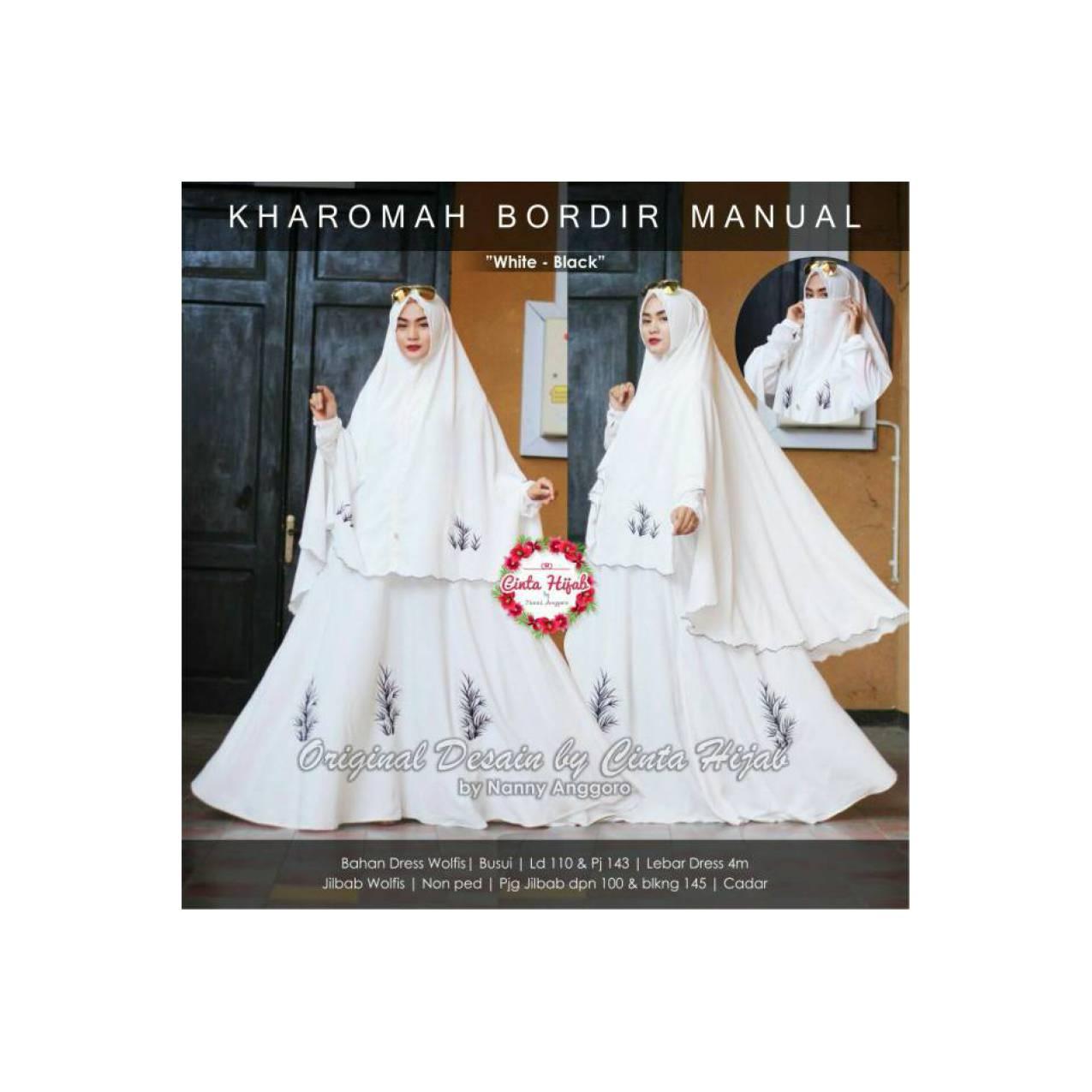 gamis syari umroh putih hitam /3warna/ kharomah syari original
