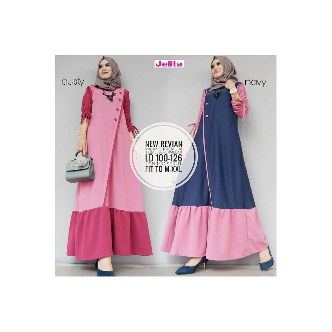 Jual baju muslim wanita murah / gamis panjang / new revian dress
