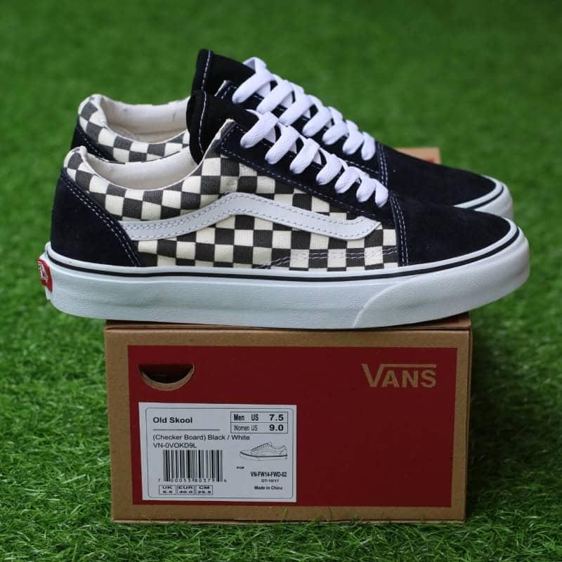 Promo PREMIUM SEPATU SNEAKERS HITS KEREN VANS OLD SKOOL CHECKERBOARD BW Diskon