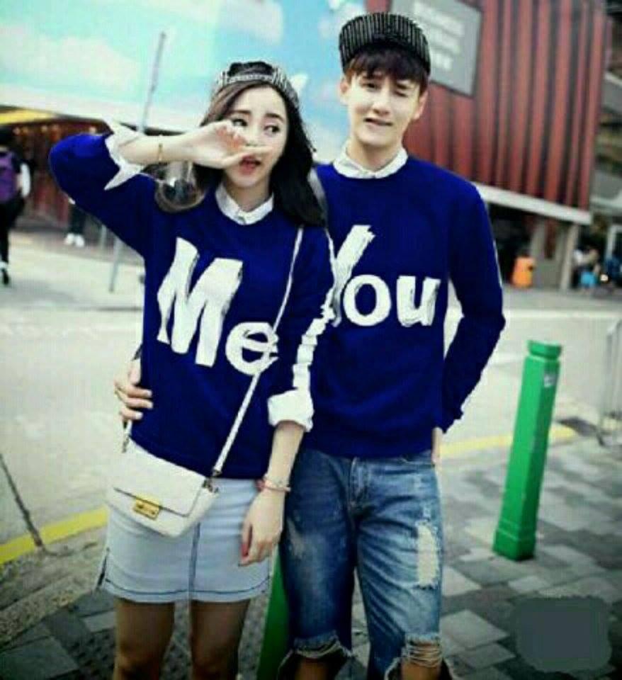 MODEL-KAOS PASANGAN KAOS COPULE BAJU COUPLE LENGAN PANJANG YOUME (HARGA 2 BAJU)