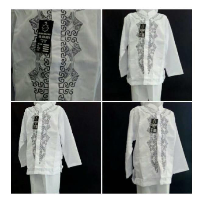setelan koko putih anak&balita/baju muslim pria+peci/seragam muslim