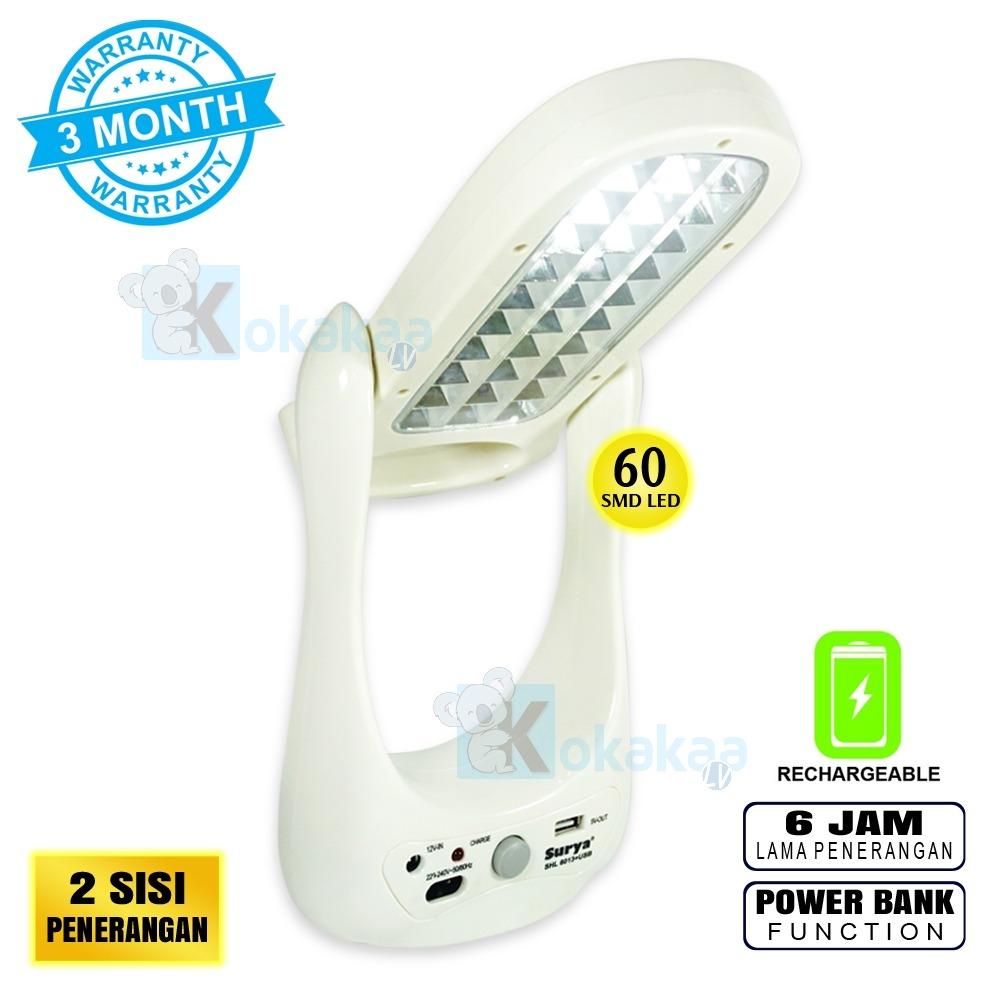 Surya Lampu Emergency SHL 6013 + USB Light LED SMD 30A+30B + Power Bank Rechargeable 6 Hours