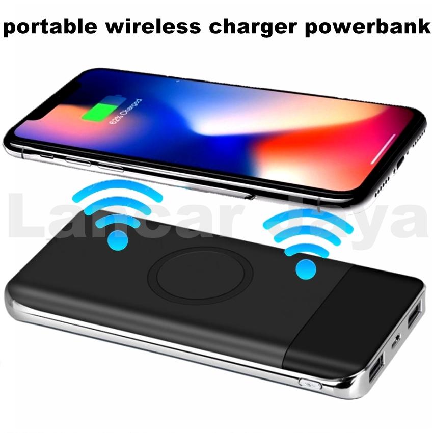 Powerbank wireless Qi Seris Q3 Kapasitas 10000mAh Battery wireless charging powerbank bisa untuk iPhone x Samsung Galaxy S7 not7