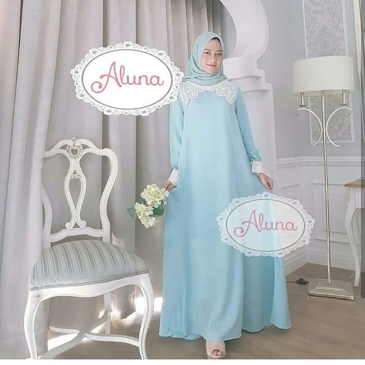 Baju Muslim Original Gamis Zira Dress Wolfice Mix Renda Muslim Panjang Dress Casual Wanita Pakaian Hijab Modern Baju Gamis Modis Trendy Gaun Terbaru