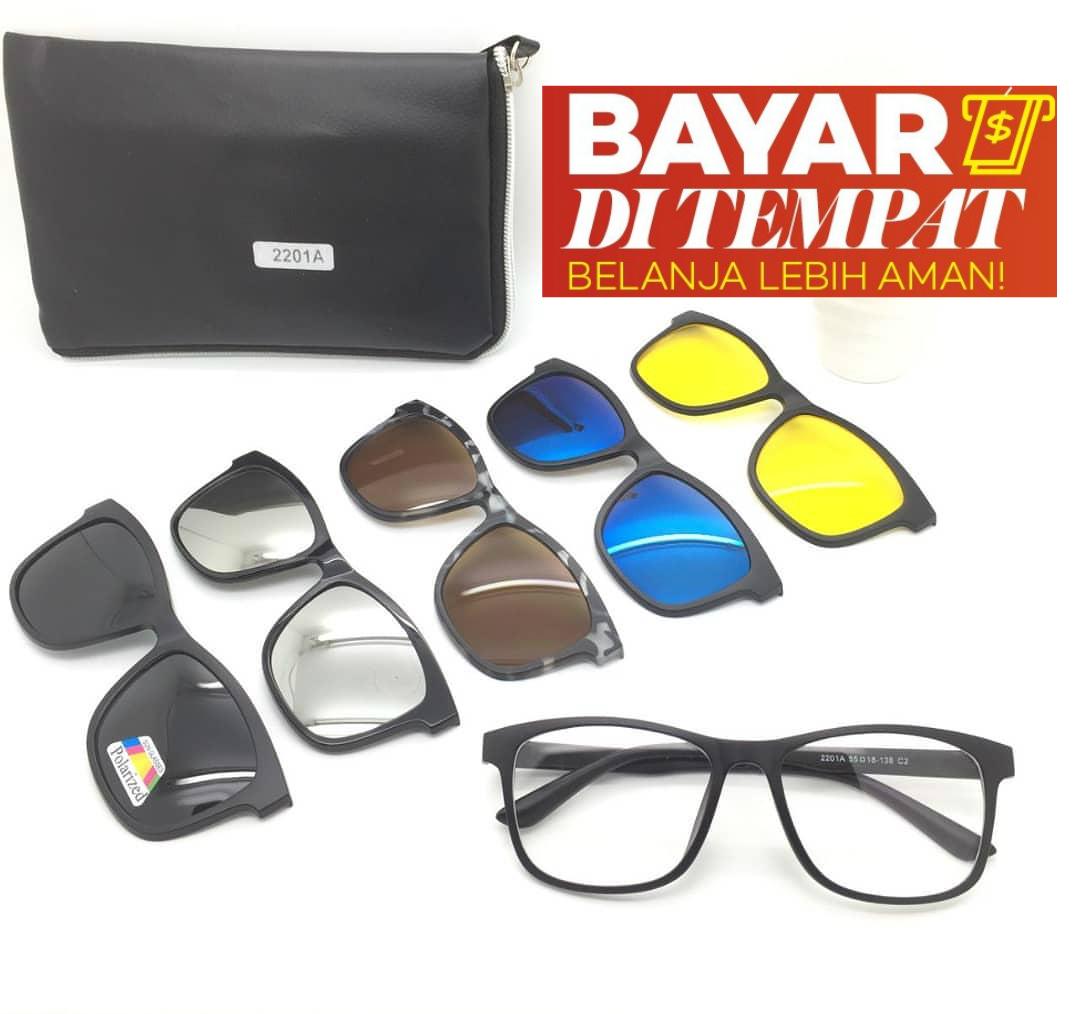 Kacamata Magnet Sunglasses Clip On 5 Lensa Super Fullset - Kacamata Clip On 5 Lensa - Kacamata Pria dan Wanita - Kacamata Trend - Kacamata Gaya - Kacamata Hitam - Kacamata Anti Silau - Kacamata Fashion Pria Wanita - Kacamata Polarized