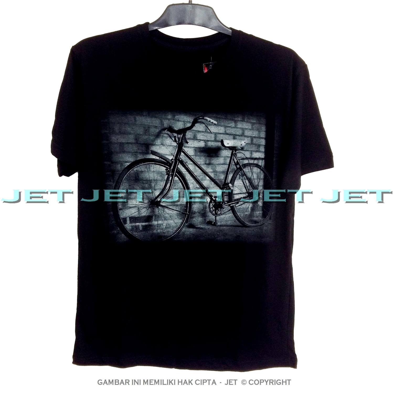 JeT - Black T-Shirt Premium Cotton Combed Depan Belakang Racertees Sepeda Ontel Gunung Balap Vintage