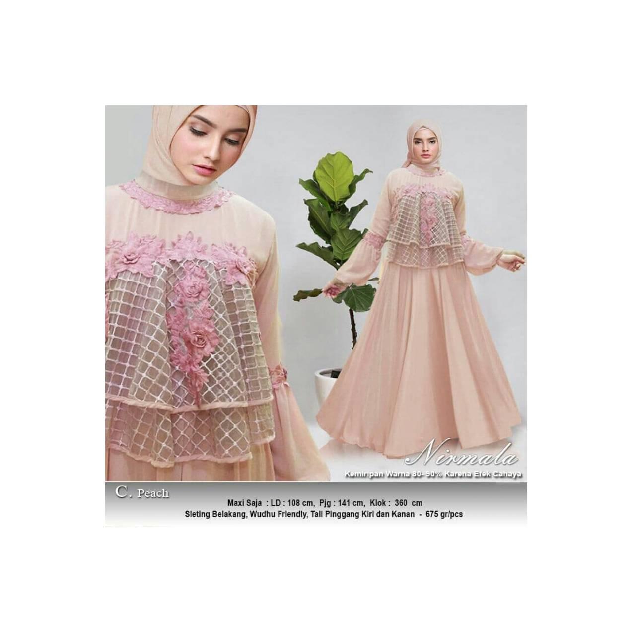 BAJU GAMIS PESTA MUSLIM GAMIS ARISAN Wisuda MEWAH NIRMALA WARNA SALEM