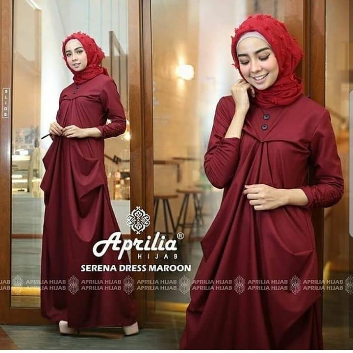 Baju Muslim Original Gamis Serena Dress Baloteli Baju Panjang Muslim Dress Casual Wanita Pakaian Hijab Modern Gamis Modis Trendy Gaun Terbaru 2018