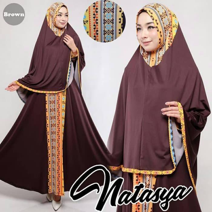 BAJU BUSANA MUSLIM GAMIS NATASHA SYARI NAVY PLUS HIJAB TANPA PED.