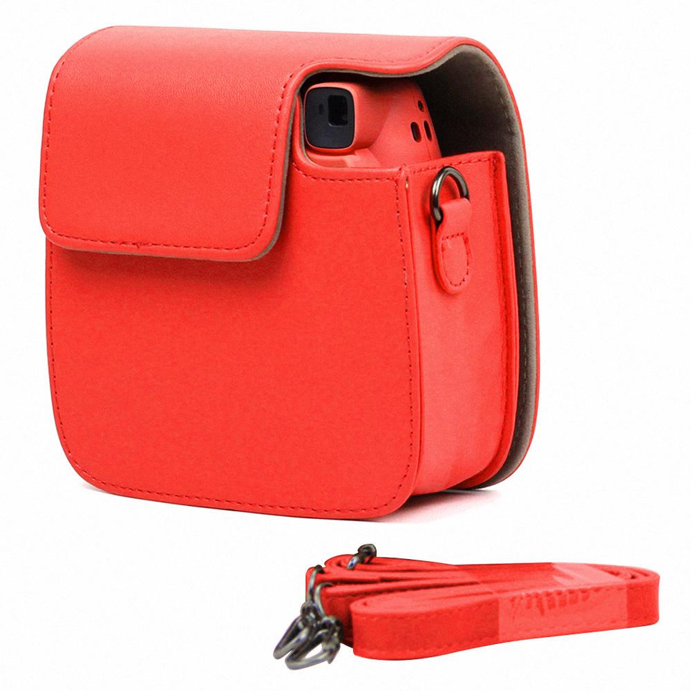 Portable Pelindung Case Penutup Aksesori PU Penyimpanan Kulit Tas dengan Tali Bahu Dapat Dilepas untuk Fujifilm Instax Mini 9 Instan Kamera Pink