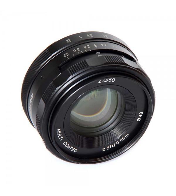 Lensa Meike 50mm f/2.0 Manual Focus APS-C for Canon EF-M Mirrorless
