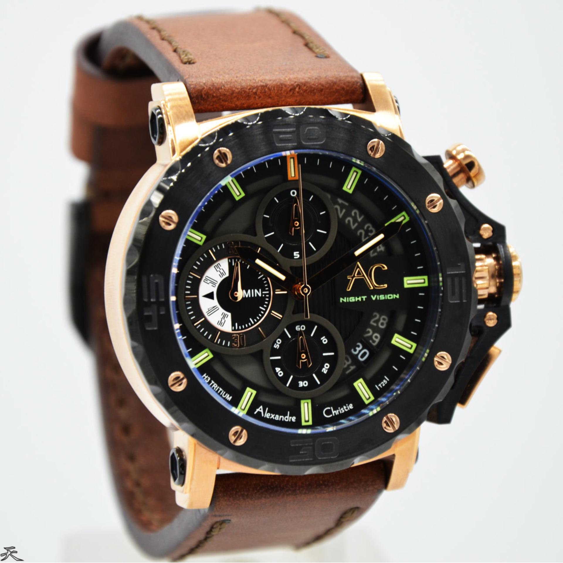 Katalog Harga Jam Alexandre Christie Original Chronograph 2018 Alexandre Christie night vision glow in the dark Original chronograph AC9201M Jam Tangan Pria