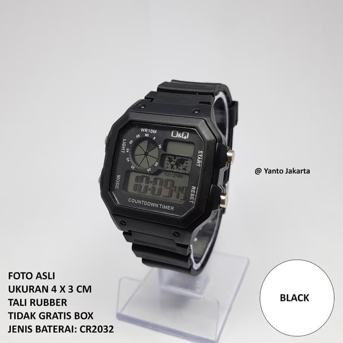 JAM TANGAN Q&Q JT0724 PRIA COWOK GROSIR MURAH - BLACK