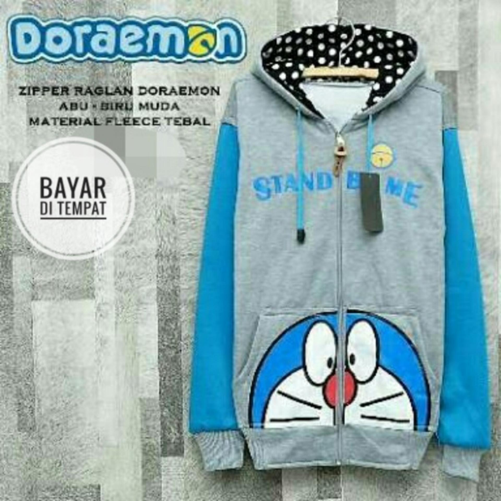 Jaket Doraemon Grey Blue Hoodie-Best Seller JMM