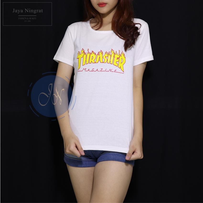 Jaya Ningrat T-Shirt Wanita TRASER Tumblr Baju wanita Kaos wanita Kaos remaja terkini Kaos distro Kaos wanita lengan pendek - Merah Muda