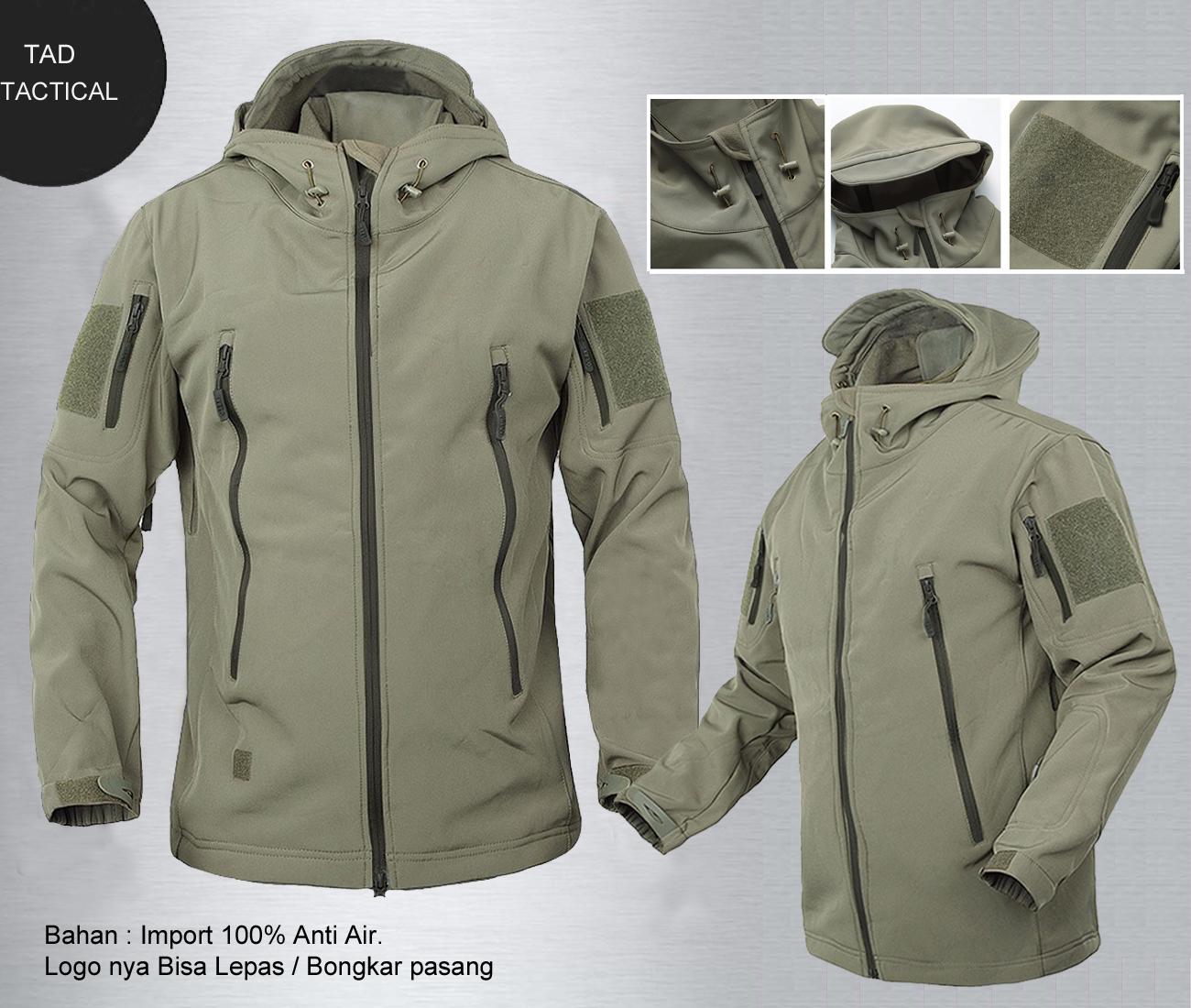 Jaket Bravo Tactical Tad Bahan Import Tersedia Dua Warna Water Proof, Tahan Angin dan Air, Logo Bisa Lepas Pasang, Cocok Bagi yang Suka Jaket Ala-ala Militer