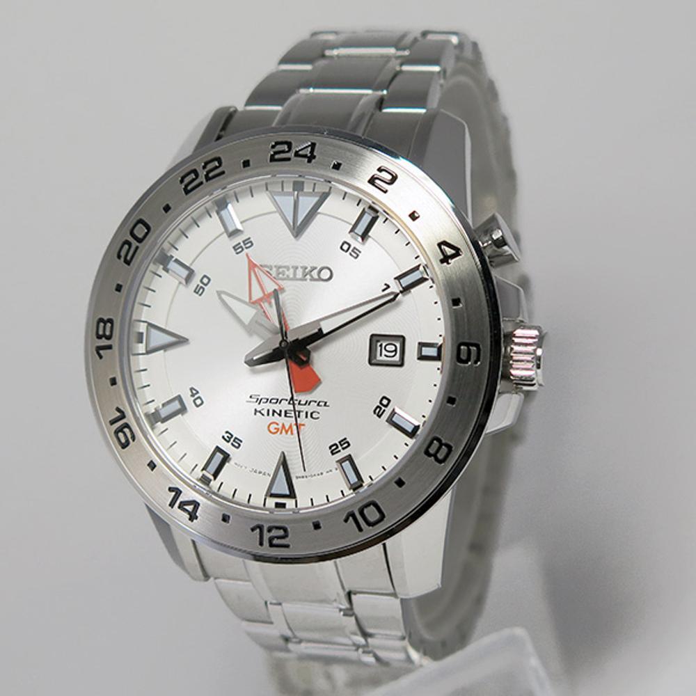 Seiko Sportura SUN025P1 GMT Kinetic Silver Dial - Jam Tangan Pria SUN025 Best N2jt
