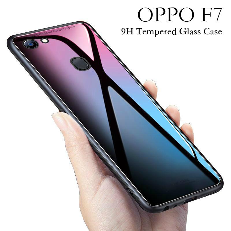 OPPO F7 Glass Case Full Protection Clear Tempered Glass Back Cover Casing for Oppo F7 Case Housing