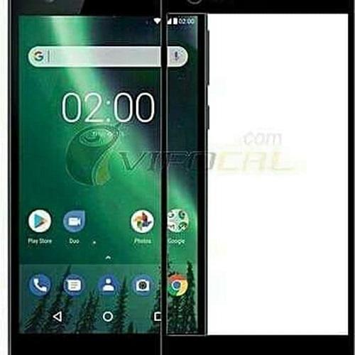 Tempered Glass Warna Anti Gores Kaca Screen Protector Full Cover Layar Nokia 2 Warna Hitam - Packing Mica