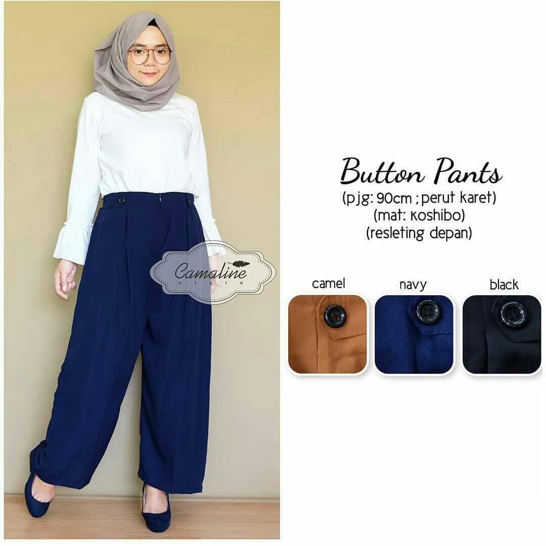 OEM Baju Original Button Pants Wolfice Celana Panjang Cewek Kulot Wanita Muslim Joger Muslimah Murah Simple Trend 2018
