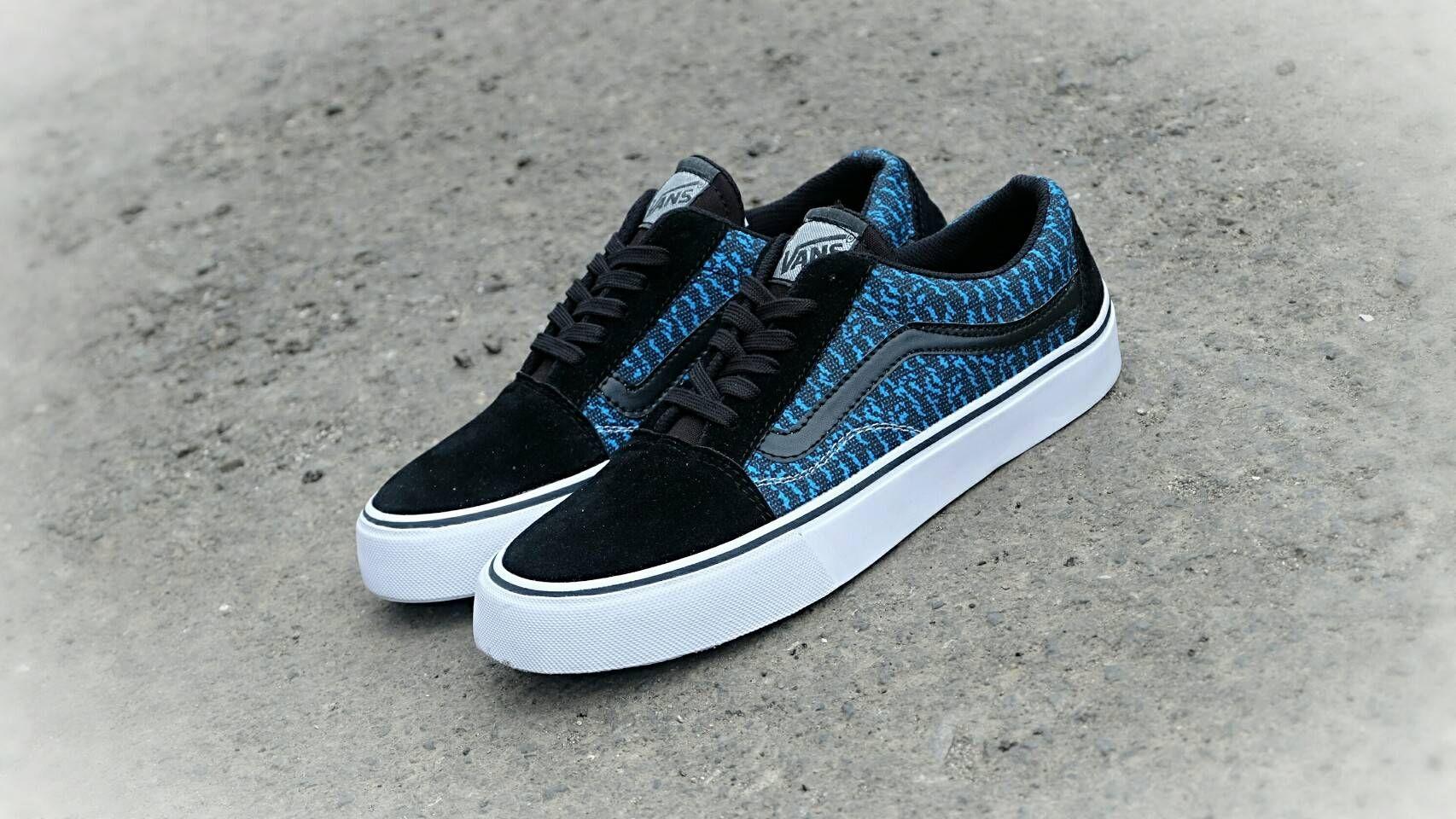 Sepatu Vans gaya pria kasual terbaru slip on Boots pantofel kanvas terkini Biru