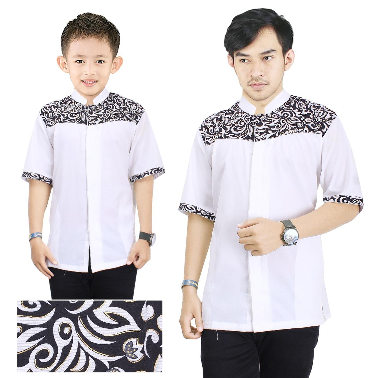 168 Collection Baju Koko Fendi Kemeja Muslim Lengan Pendek ayah dan anak