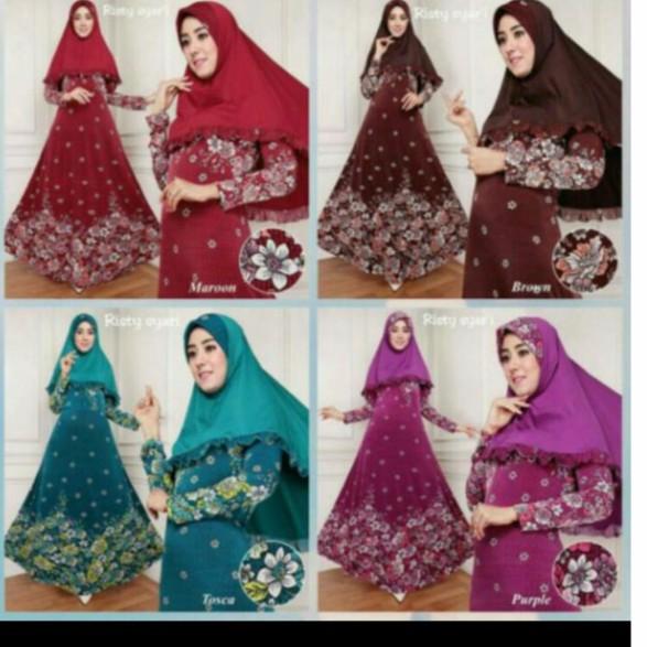 GAMIS JERSEY PINGUIN / TERMURAH GAMIS SYARI / KULAKAN JERSEY BERGO / GAMIS MOTIF PROMO (BERGOMOTIF - BIRU)