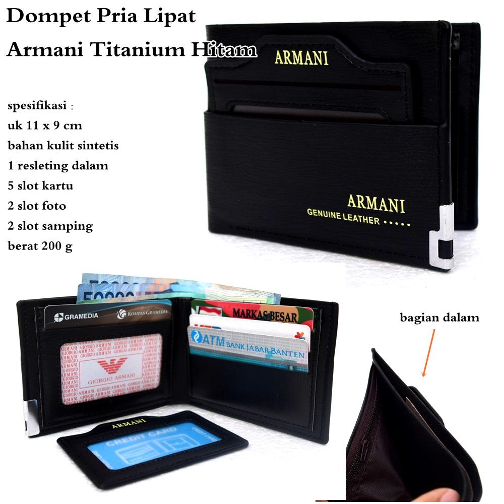Dompet Pria / Cowok Kulit Titanium Armani